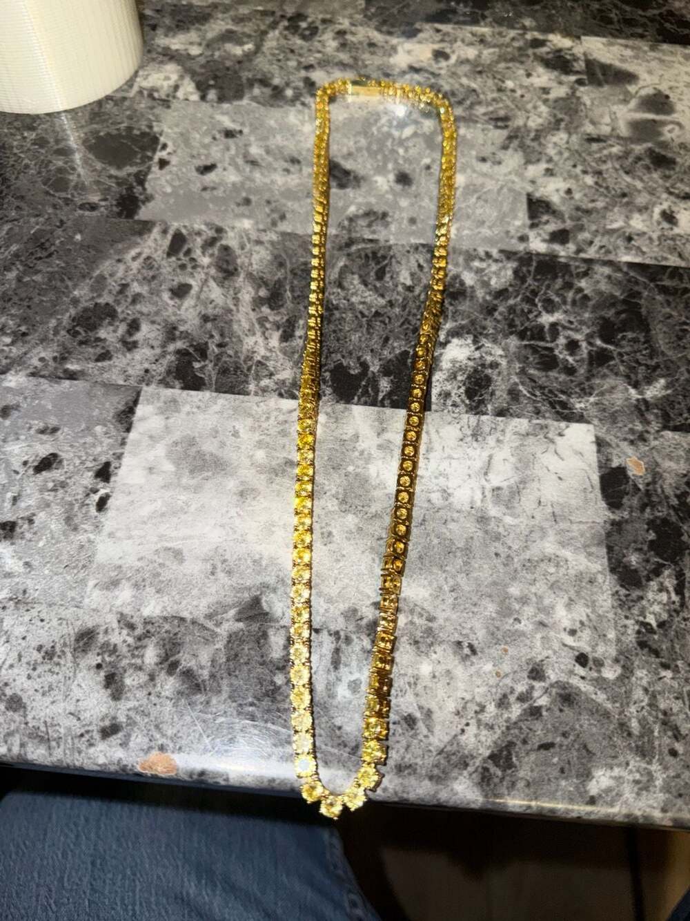 18K Yellow Gold Plated Canary Yellow CZ Tennis Chain Necklace
